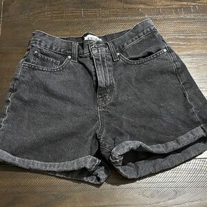 RSQ Washed Black Rolled-Hem Jean Shorts